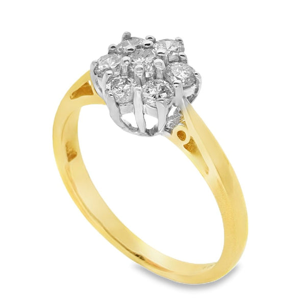 Ladies 18ct Yellow Gold Diamond Cluster Ring - Size K - 0.50ct