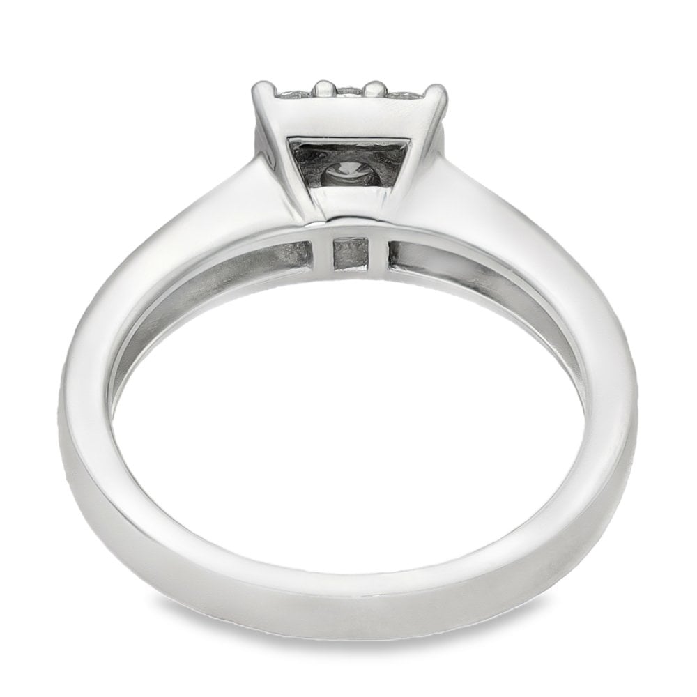 950 Platinum Diamond Square Cluster Ring - Size F - 0.25ct