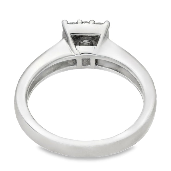 950 Platinum Diamond Square Cluster Ring - Size F - 0.25ct