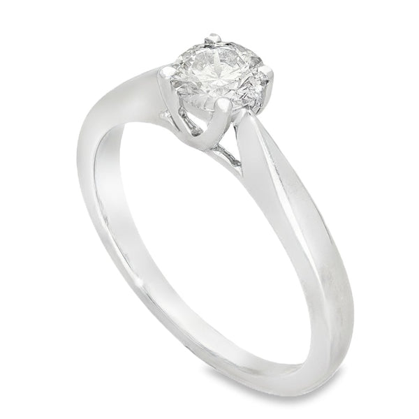 9ct White Gold Diamond Engagement Ring - Size O - 0.58ct