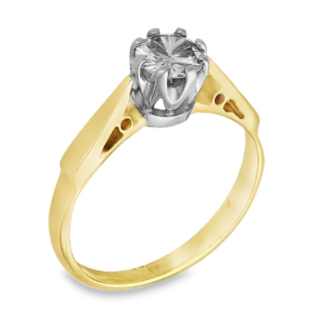 18ct Yellow Gold Diamond Engagement Ring - Size J - 0.35ct