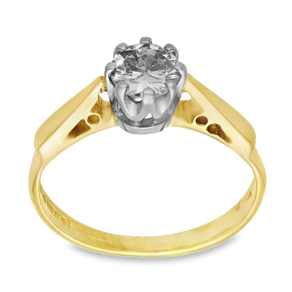18ct Yellow Gold Diamond Engagement Ring - Size J - 0.35ct