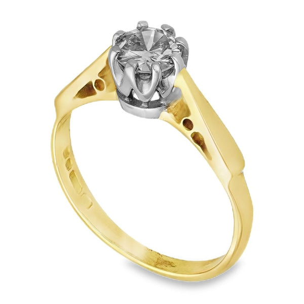 18ct Yellow Gold Diamond Engagement Ring - Size J - 0.35ct
