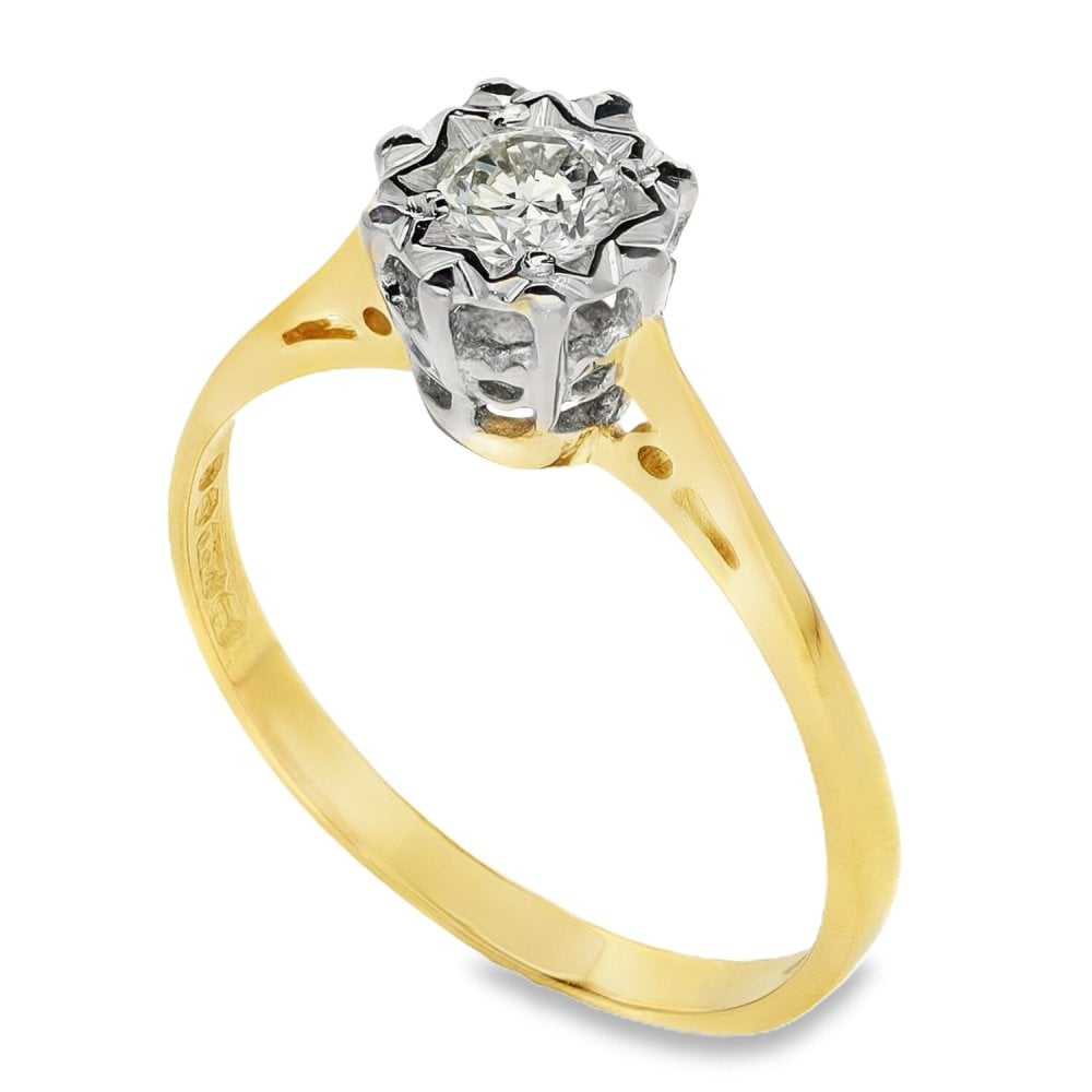 18ct Yellow Gold Diamond Solitaire Engagement Ring - 0.25ct