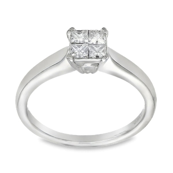 18ct White Gold Pressure-Set Diamond Engagement Ring - 0.39ct