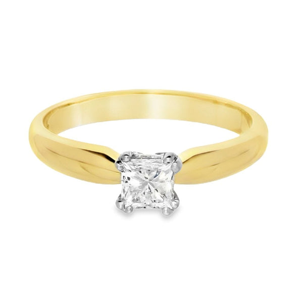 18ct Yellow Gold Princess-Cut Diamond Engagement Ring - 0.42ct