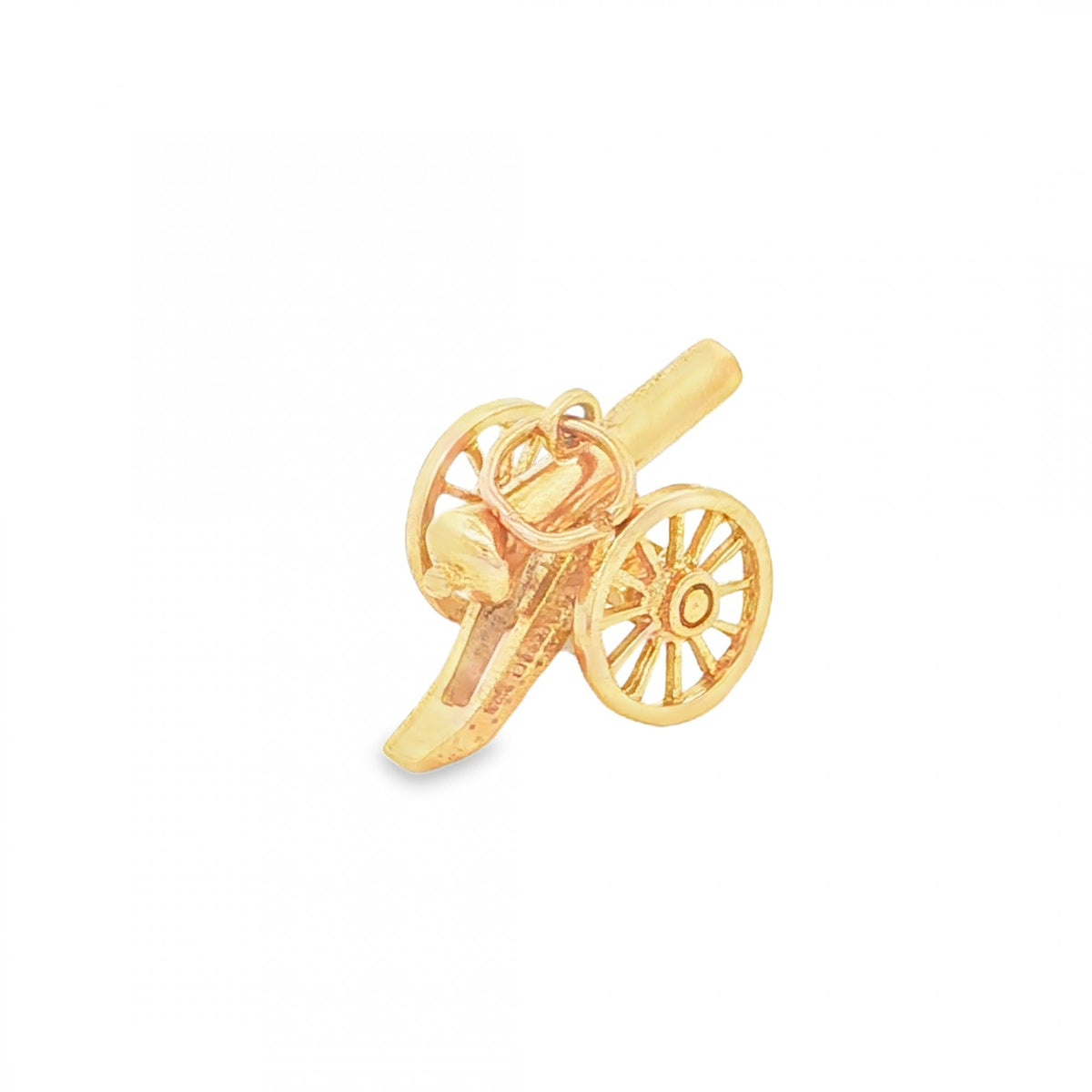 9ct Yellow Gold Old Cannon Charm - 17x11x11mm - 2.4g