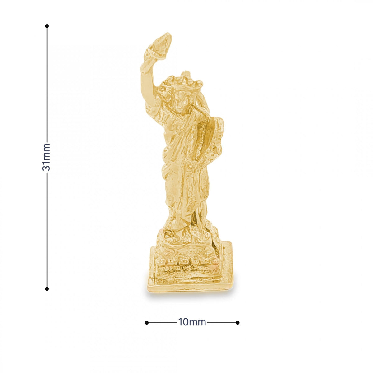 9ct Yellow Gold Statue of Liberty Charm - 31x10x9mm - 5.4g