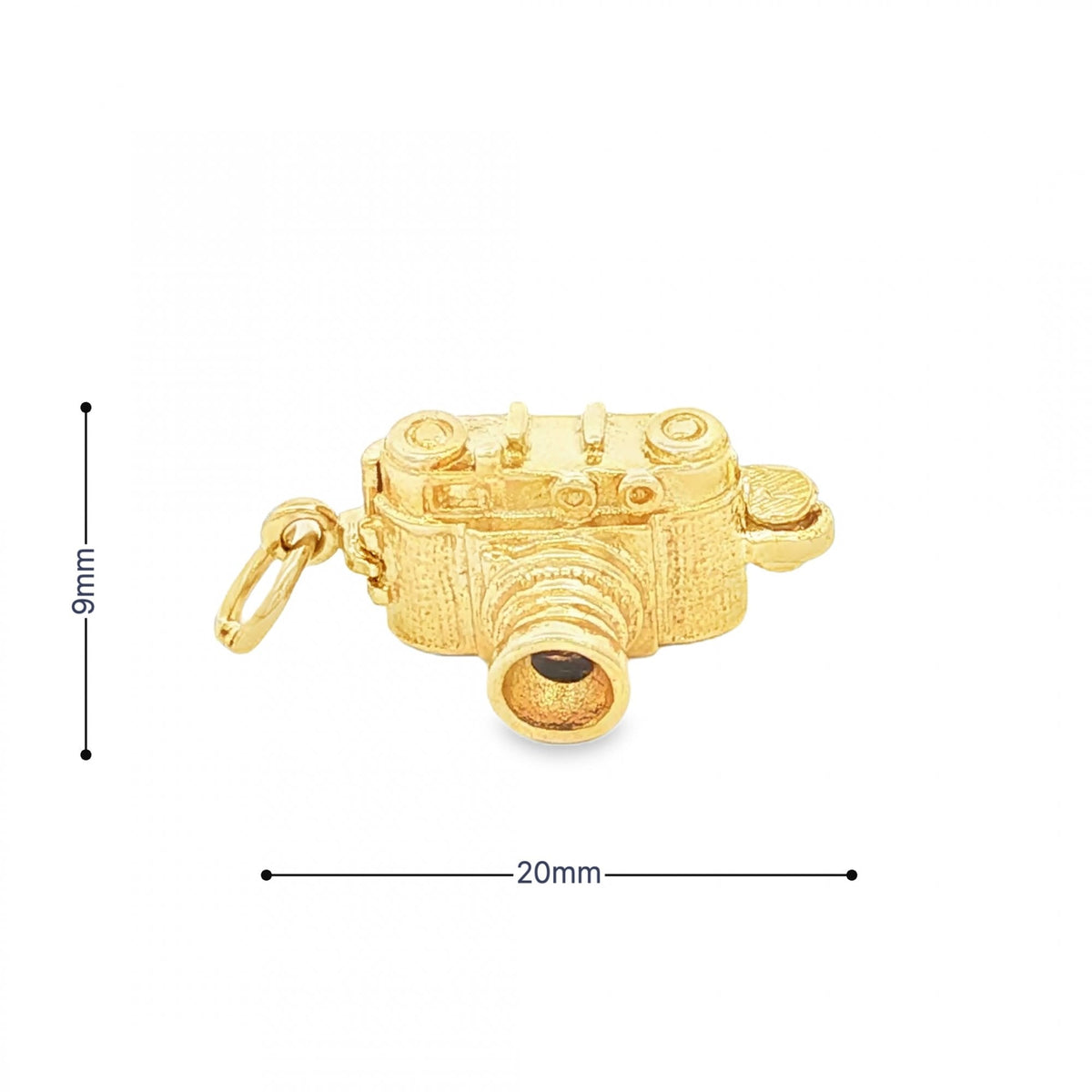 9ct Yellow Gold Hinged Photography Camera Charm -20x9x10mm -3.3g