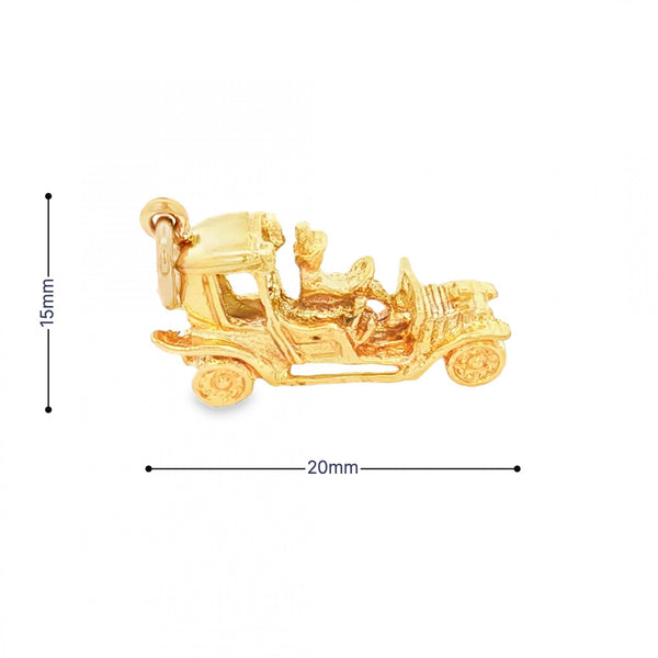 9ct Yellow Gold Vintage Car Charm - 20x15x5mm - 2.8g