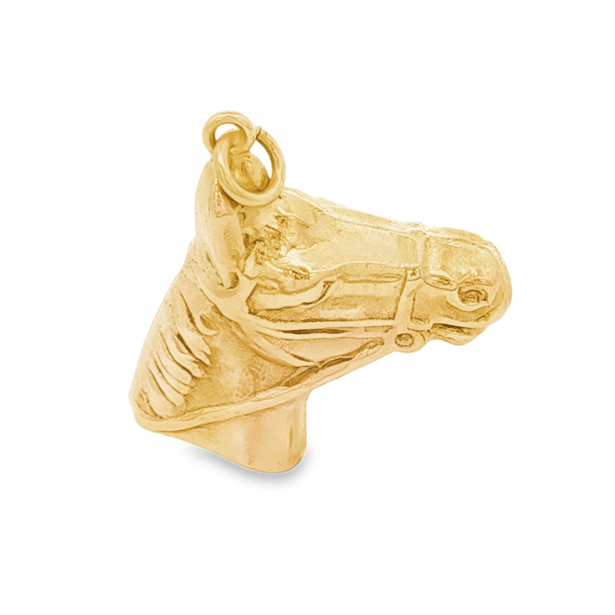 9ct Yellow Gold Horse Head Charm - 22x23x8mm - 1.9g