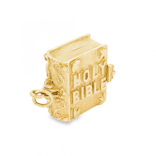 9ct Yellow Gold Holy Bible Charm - 20x15x7mm - 5.9g