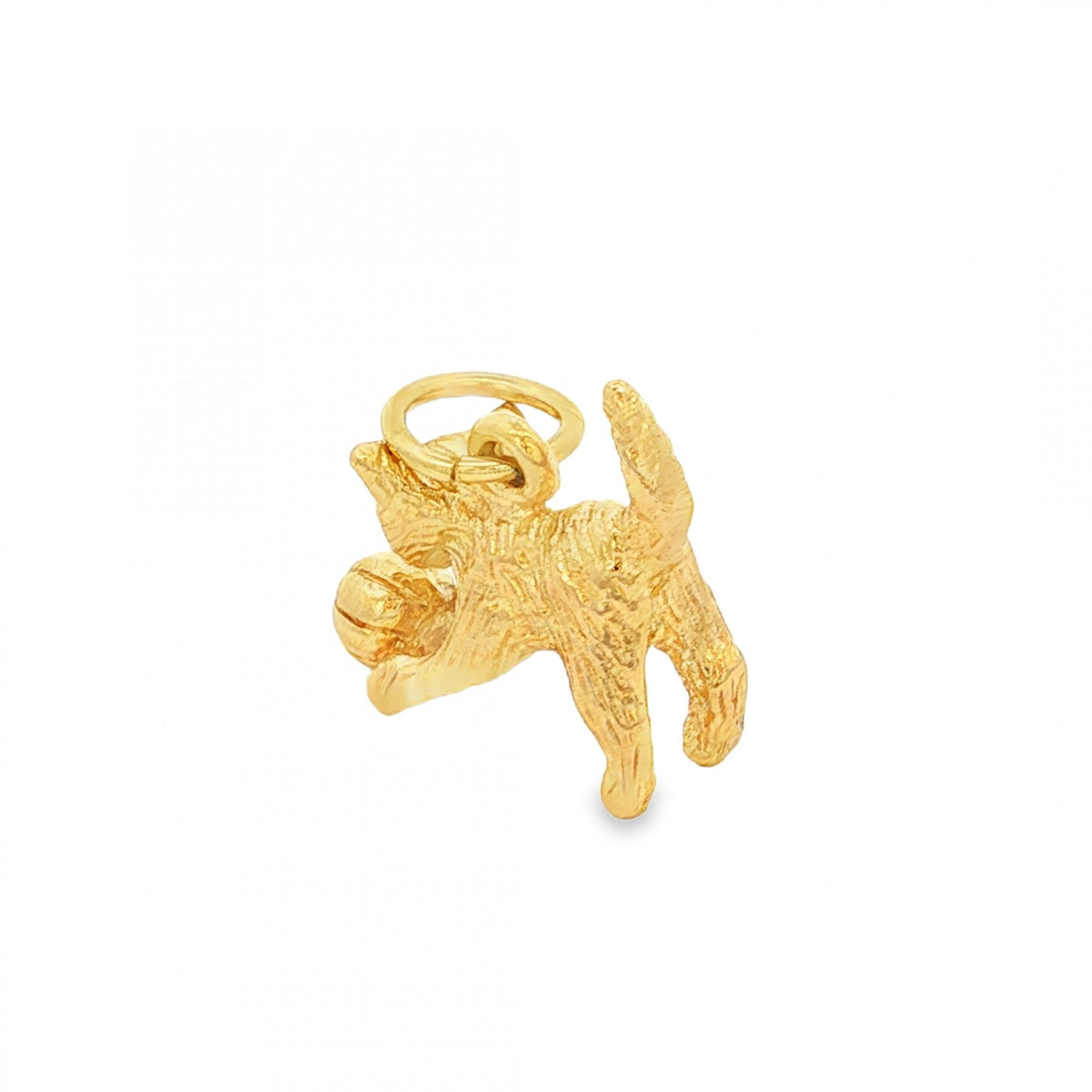9ct Yellow Gold Kitten & Ball Charm - 17x16x8mm - 4.8g