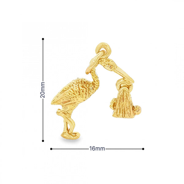 9ct Yellow Gold Stalk Charm - 15x20x5mm - 1.8g