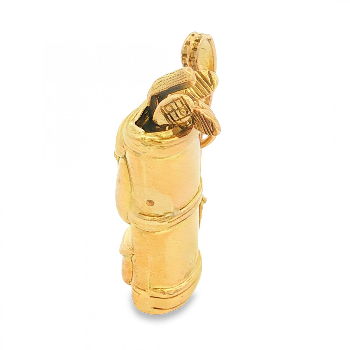 9ct Yellow Gold Golf Bag Pendant - 19x29x10mm - 4.8g