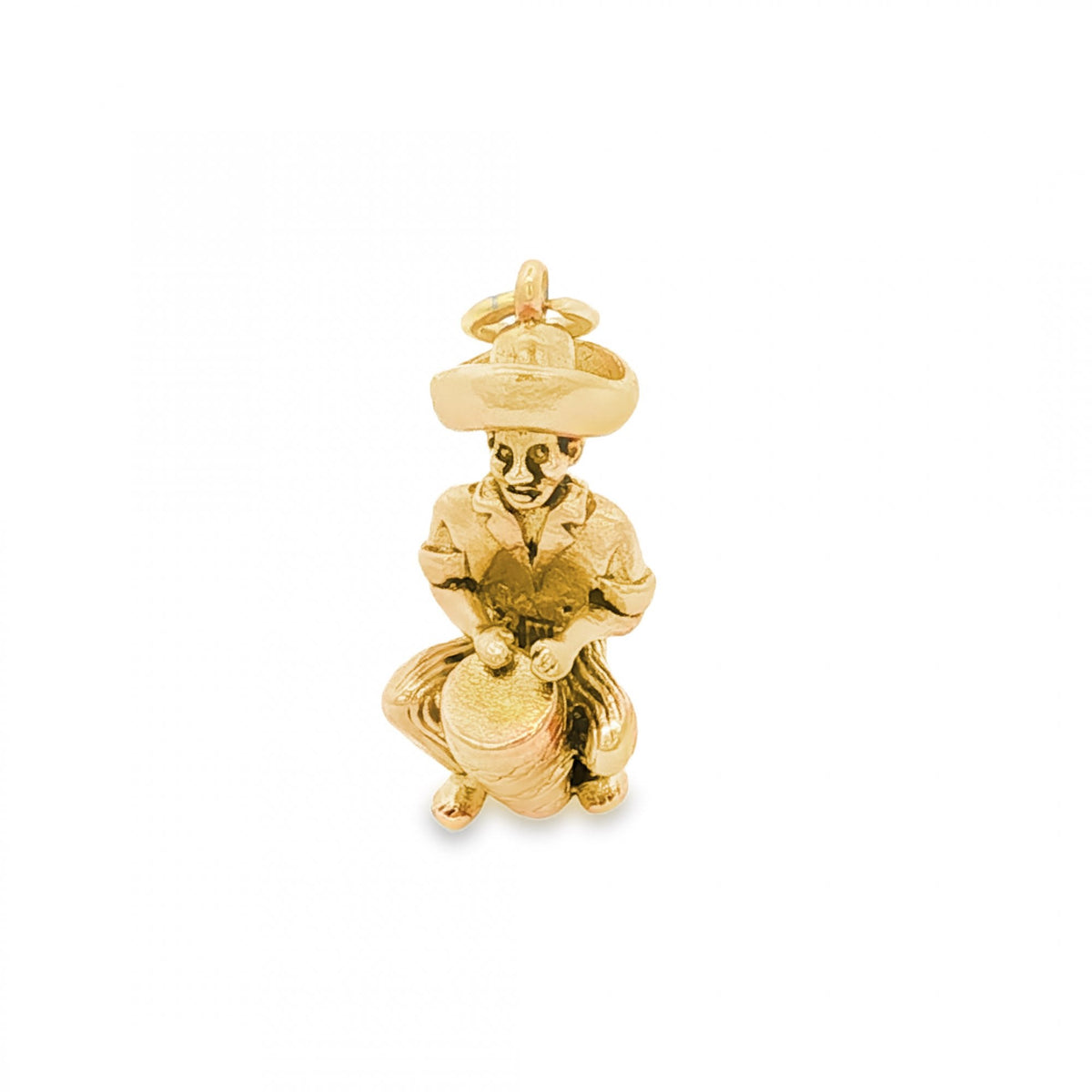 9ct Yellow Gold Drummer Charm - 10x22x10mm - 4.9g