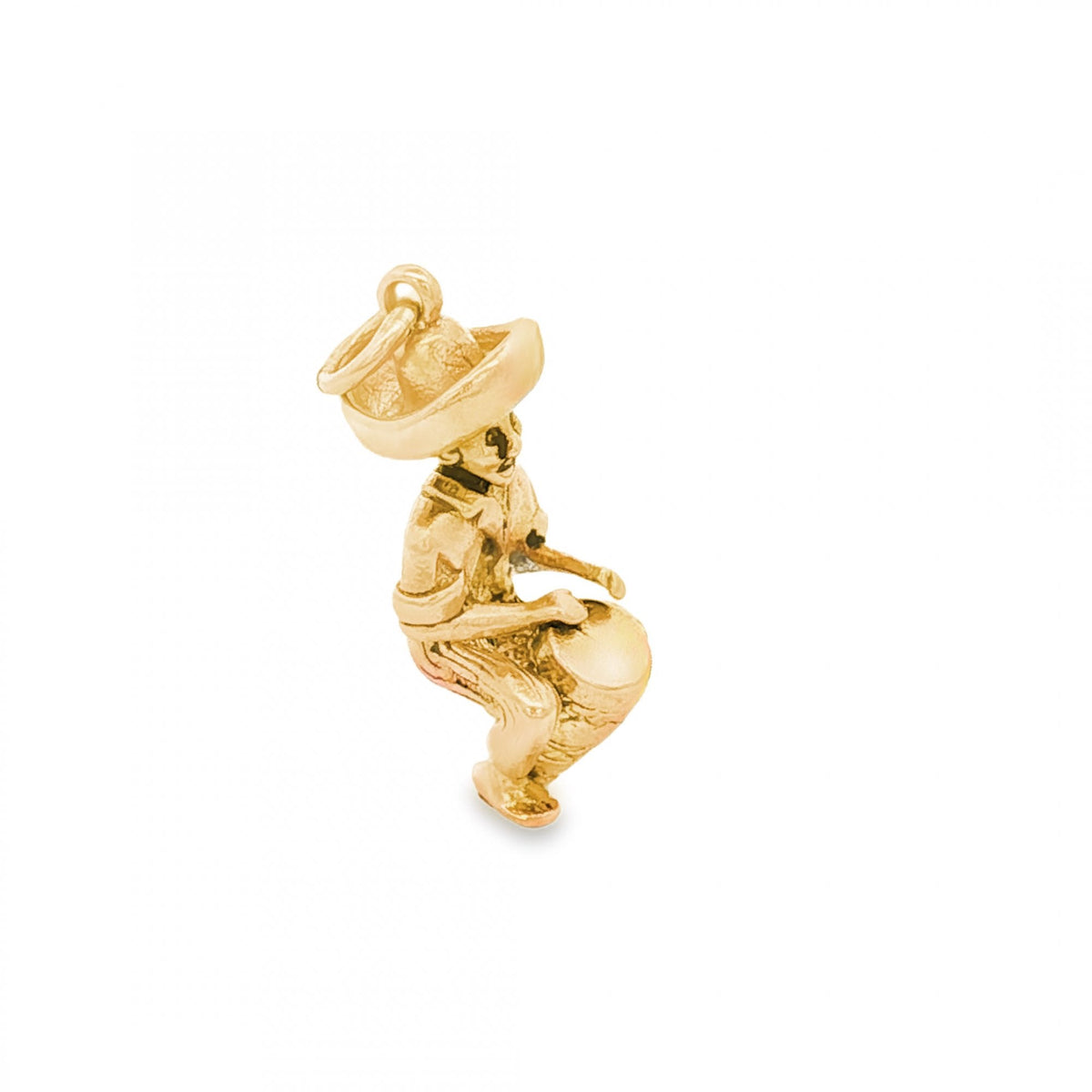 9ct Yellow Gold Drummer Charm - 10x22x10mm - 4.9g