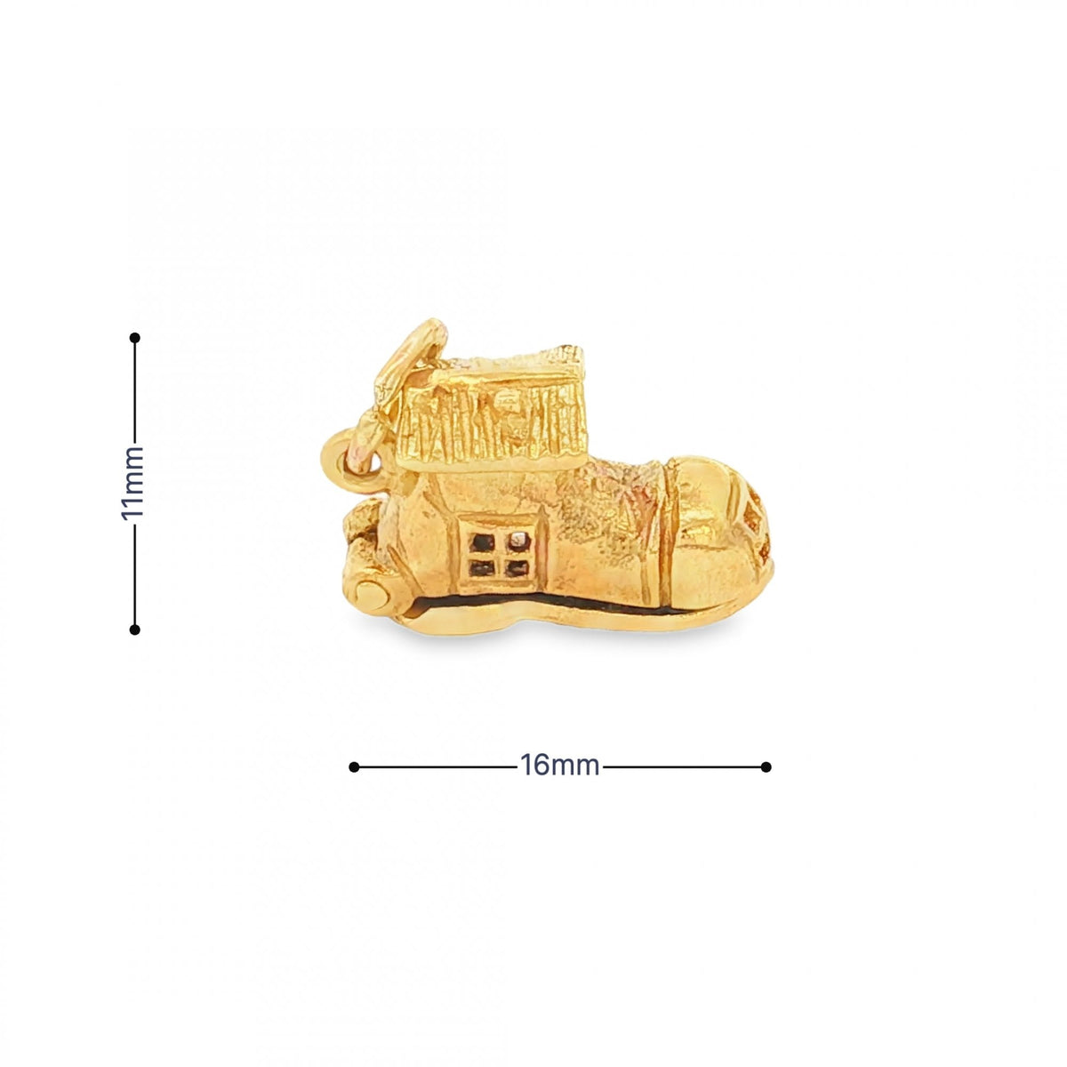 9ct Yellow Gold Hinged Shoe House Charm - 16x11x6mm - 3.0g