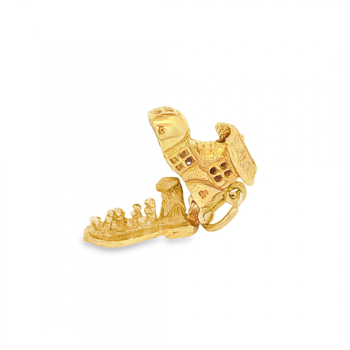 9ct Yellow Gold Hinged Shoe House Charm - 16x11x6mm - 3.0g