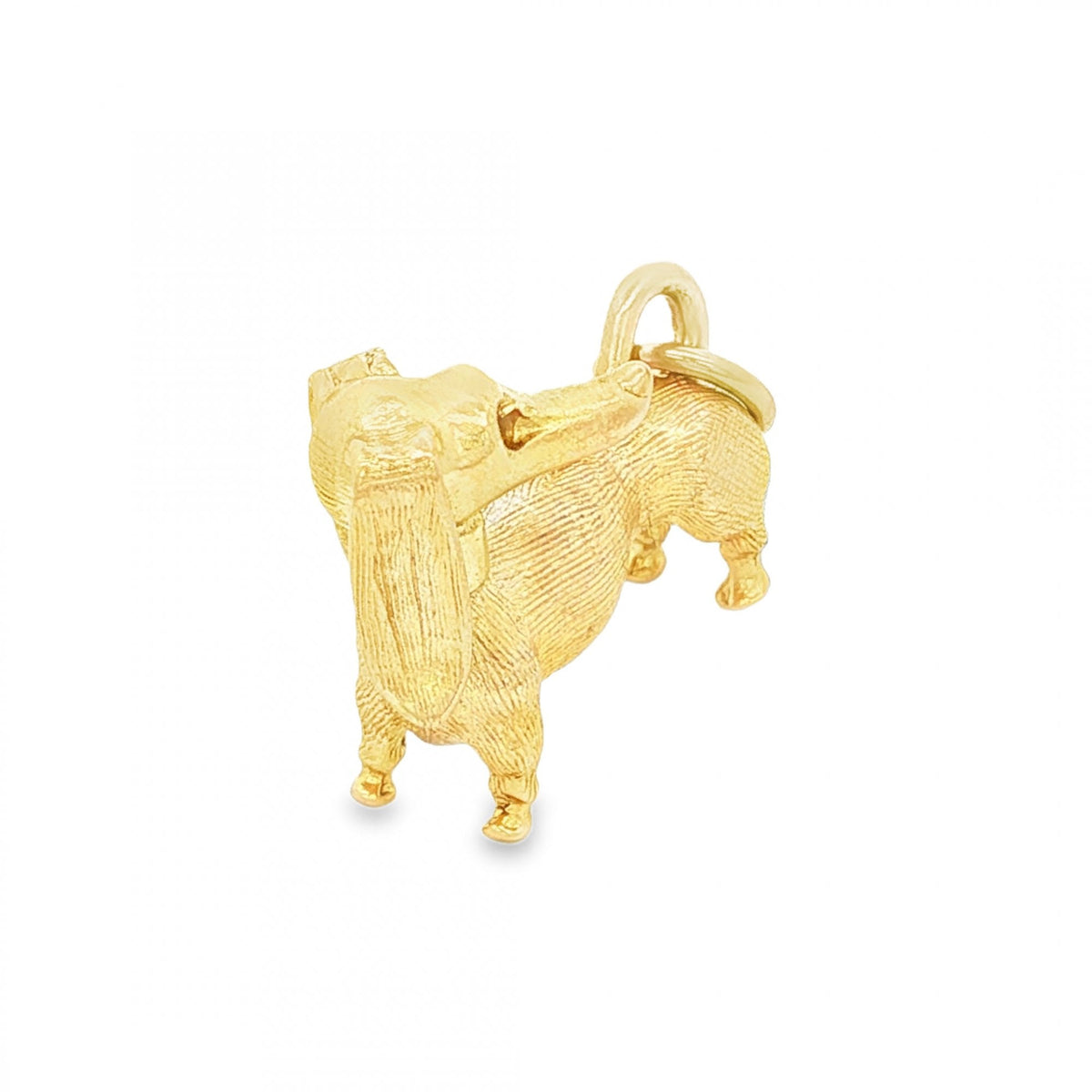 9ct Yellow Gold Ruby Dog Charm - 21x16x9mm - 7.6g