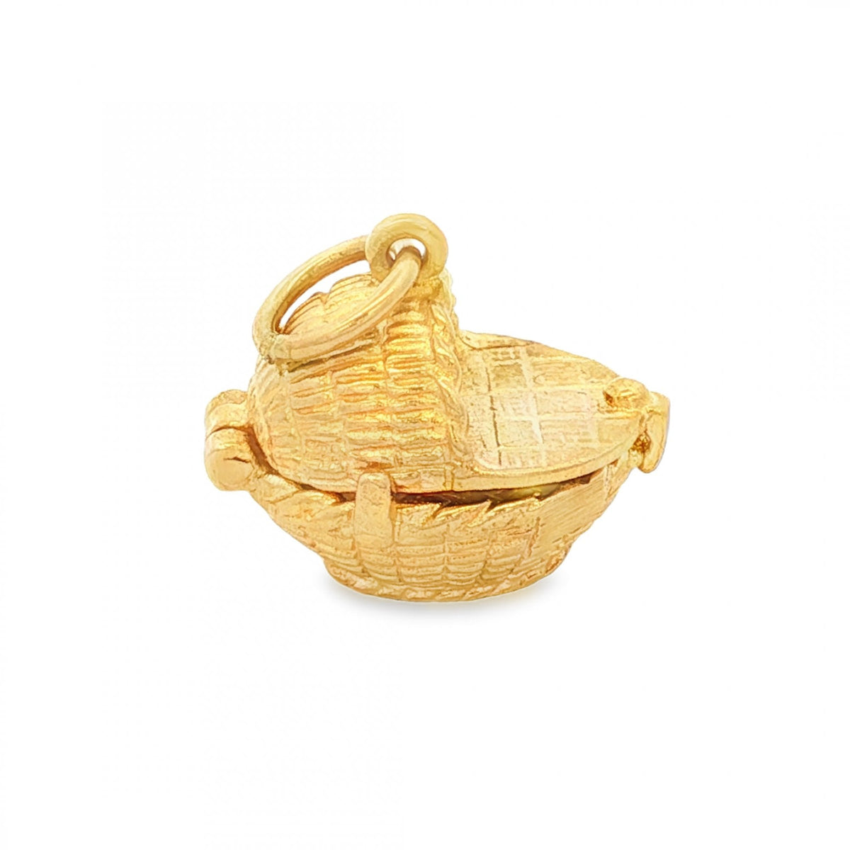 9ct Yellow Gold Hinged Wicker Baby Crib Charm - 18x14x13mm -4.5g