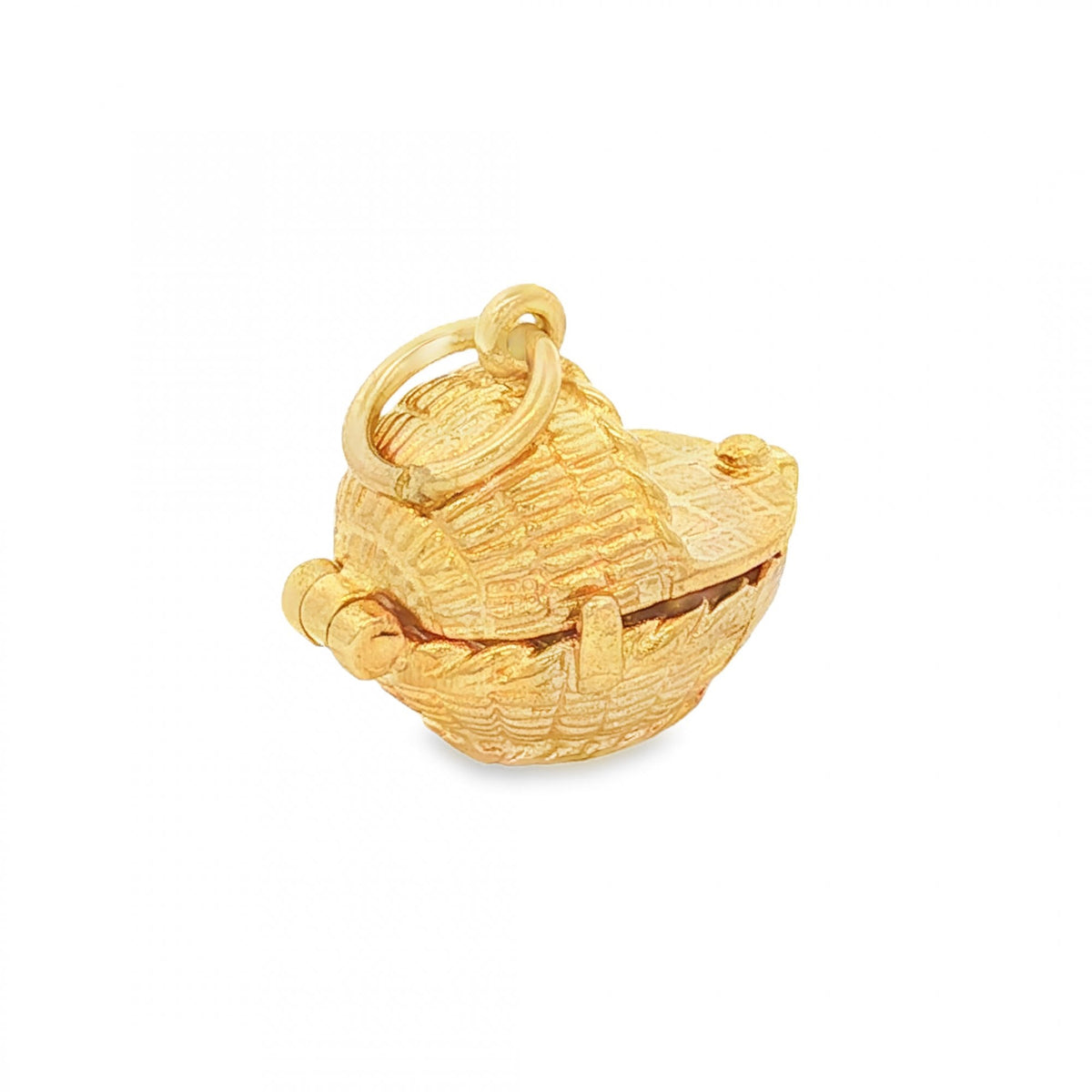 9ct Yellow Gold Hinged Wicker Baby Crib Charm - 18x14x13mm -4.5g