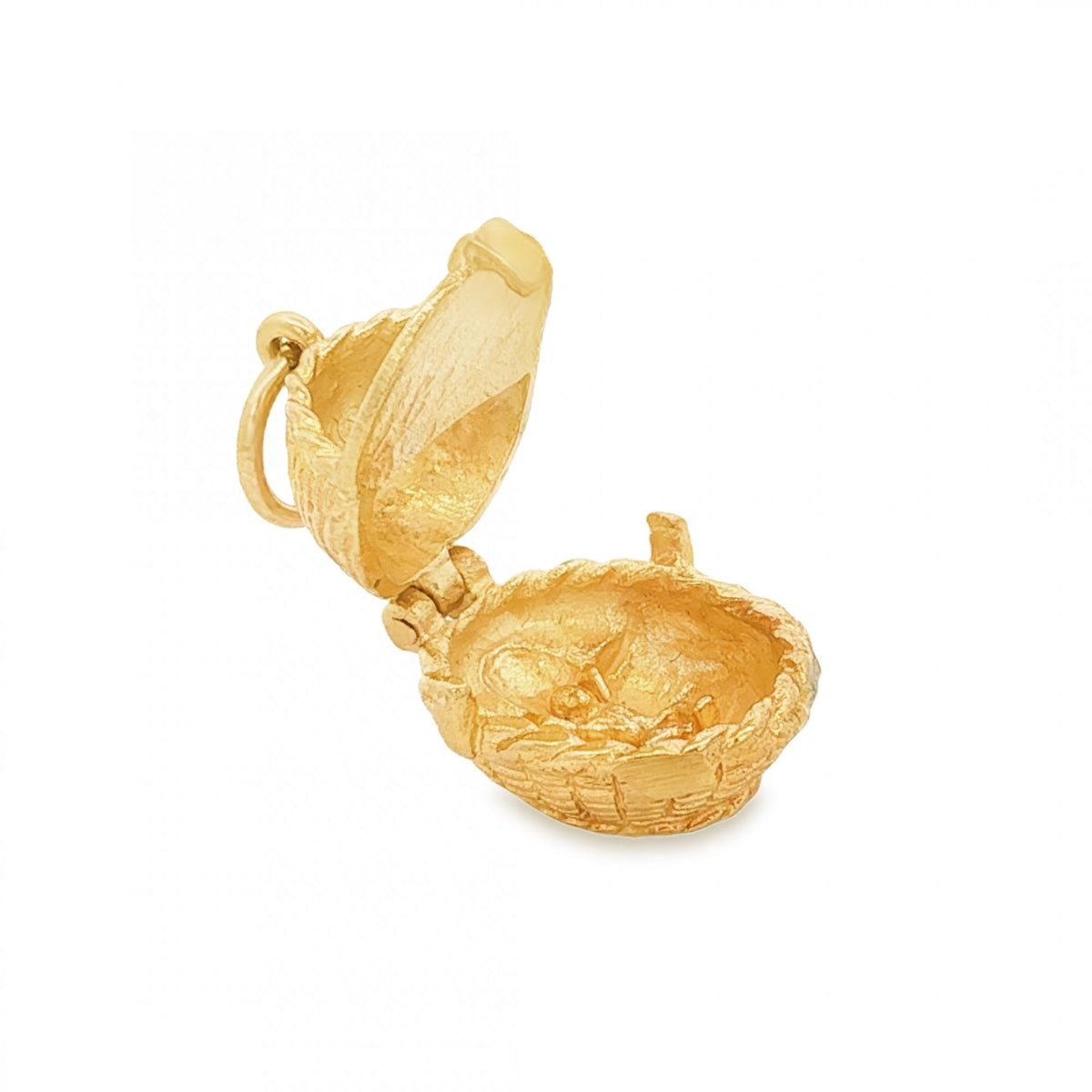 9ct Yellow Gold Hinged Wicker Baby Crib Charm - 18x14x13mm -4.5g