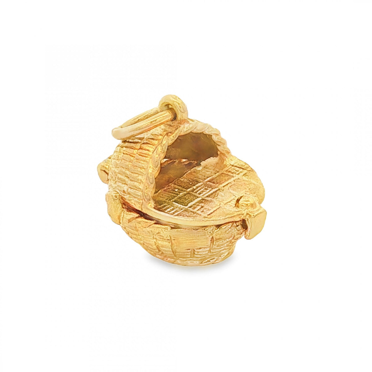 9ct Yellow Gold Hinged Wicker Baby Crib Charm - 18x14x13mm -4.5g