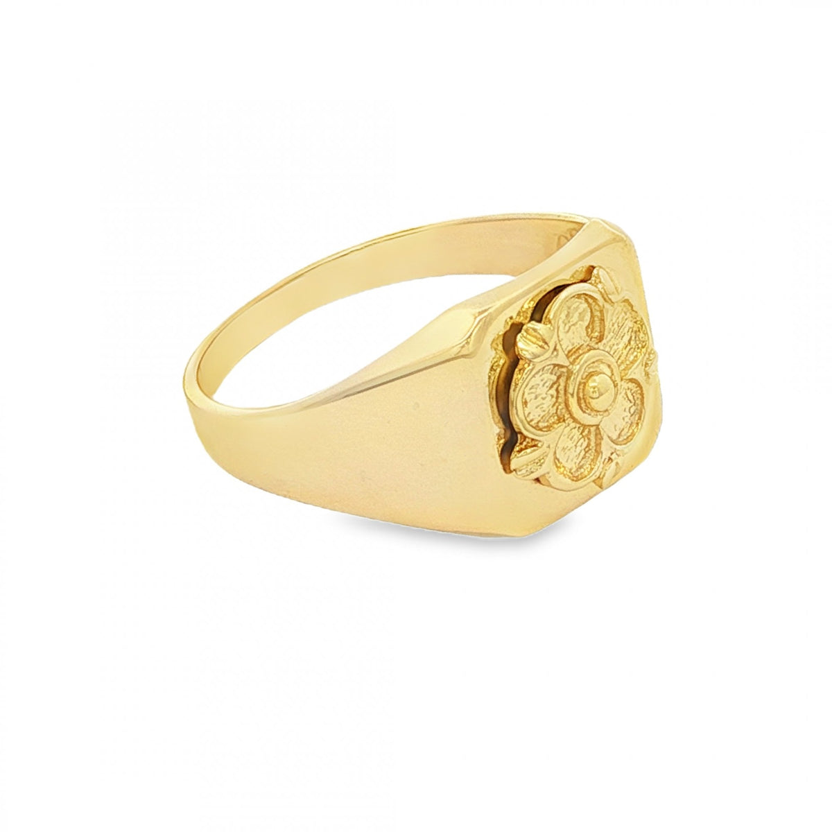 9ct Yellow Gold Tudor Rose Square Signet Ring - Size U - 12mm