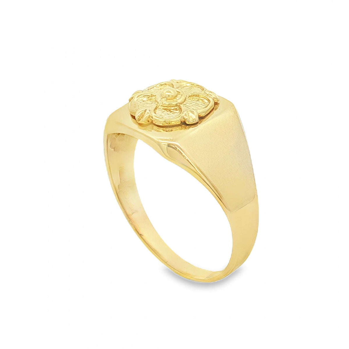 9ct Yellow Gold Tudor Rose Square Signet Ring - Size U - 12mm