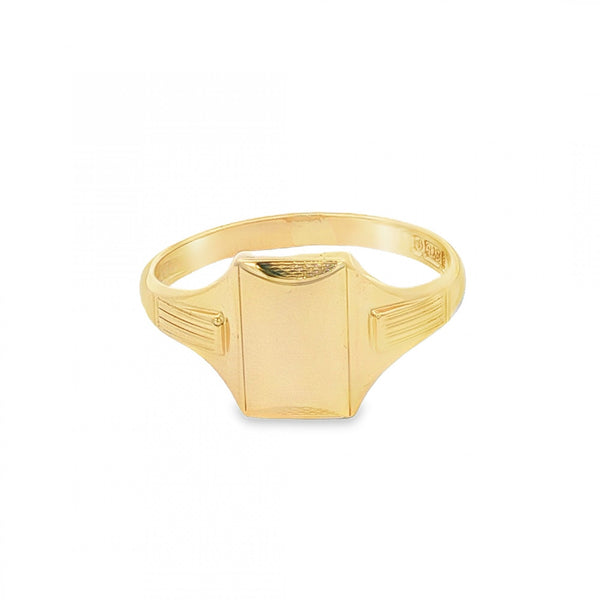 9ct Yellow Gold Rectangular Signet Ring - Size U½ - 11mm