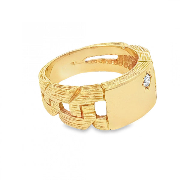 9ct Yellow Gold Diamond Open Curb Ring - Size X - 11mm