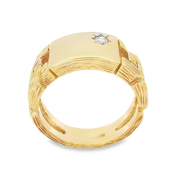 9ct Yellow Gold Diamond Open Curb Ring - Size X - 11mm