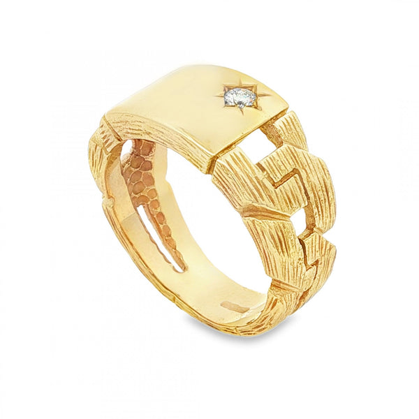 9ct Yellow Gold Diamond Open Curb Ring - Size X - 11mm