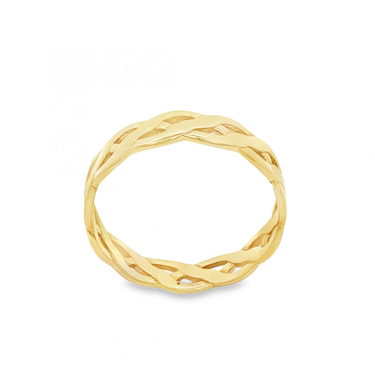 9ct Yellow Gold Celtic Band Ring - Size P - 4mm