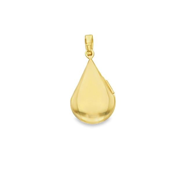 9ct Yellow Gold Wreath Engraved Teardrop Locket -14x25x5mm -1.3g