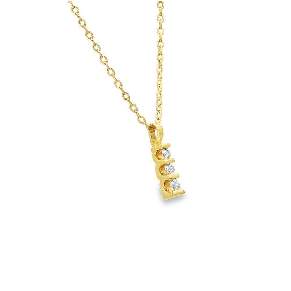 9ct Yellow Gold Diamond Stick Pendant & Necklace - 19" - 0.20ct