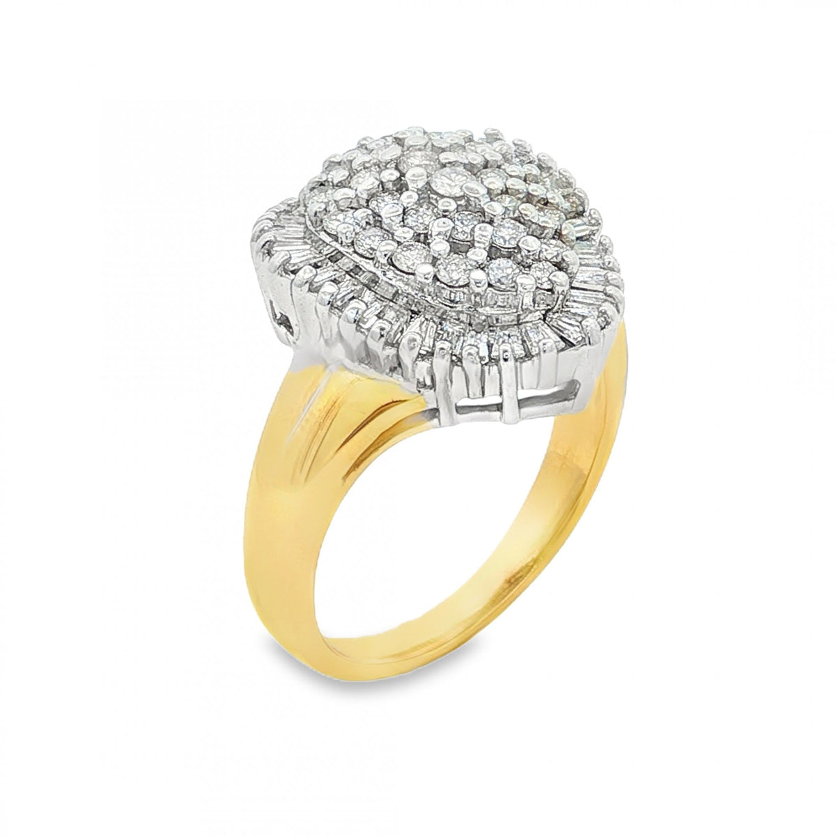 18ct Yellow Gold Diamond Pear Cluster Ring - Size O - 0.78ct