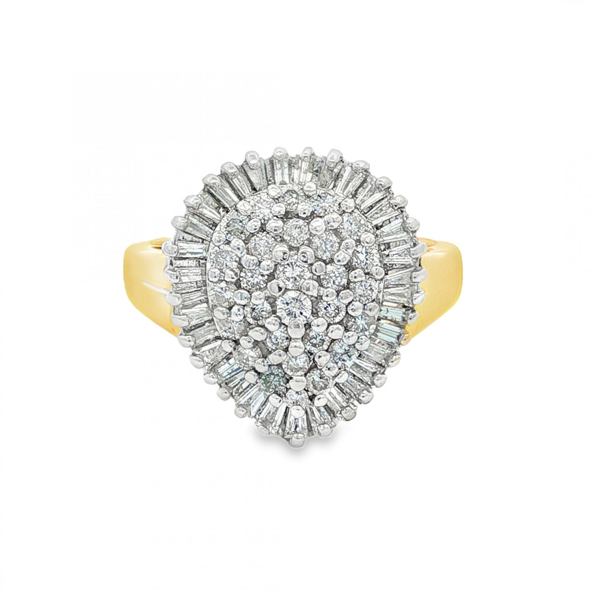 18ct Yellow Gold Diamond Pear Cluster Ring - Size O - 0.78ct