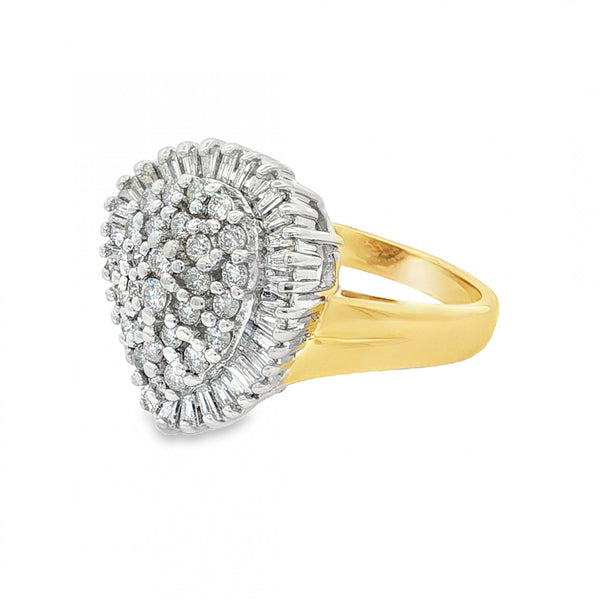 18ct Yellow Gold Diamond Pear Cluster Ring - Size O - 0.78ct