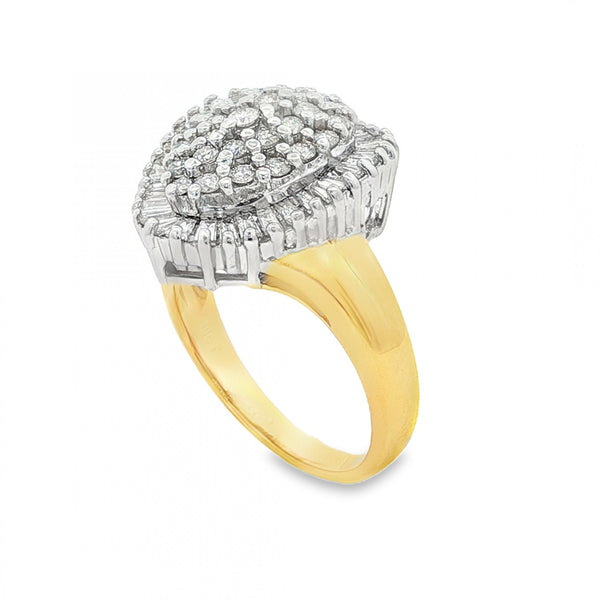 18ct Yellow Gold Diamond Pear Cluster Ring - Size O - 0.78ct