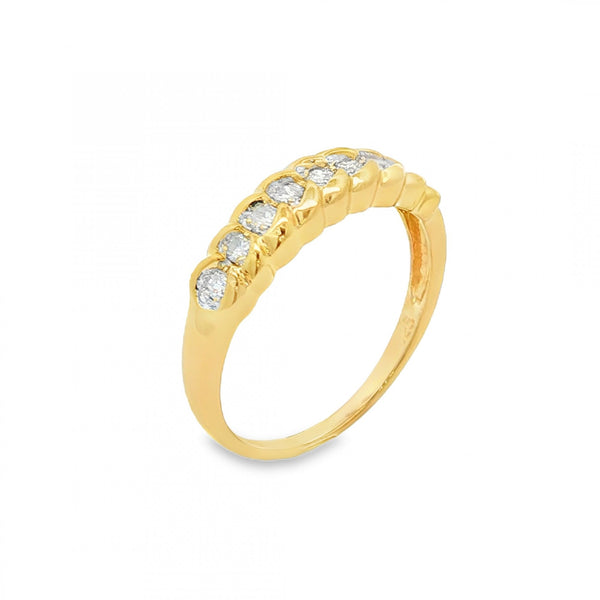 18ct Yellow Gold Diamond Half-Eternity Ring - Size O½ - 0.25ct