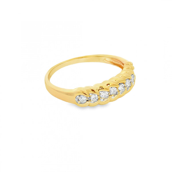 18ct Yellow Gold Diamond Half-Eternity Ring - Size O½ - 0.25ct