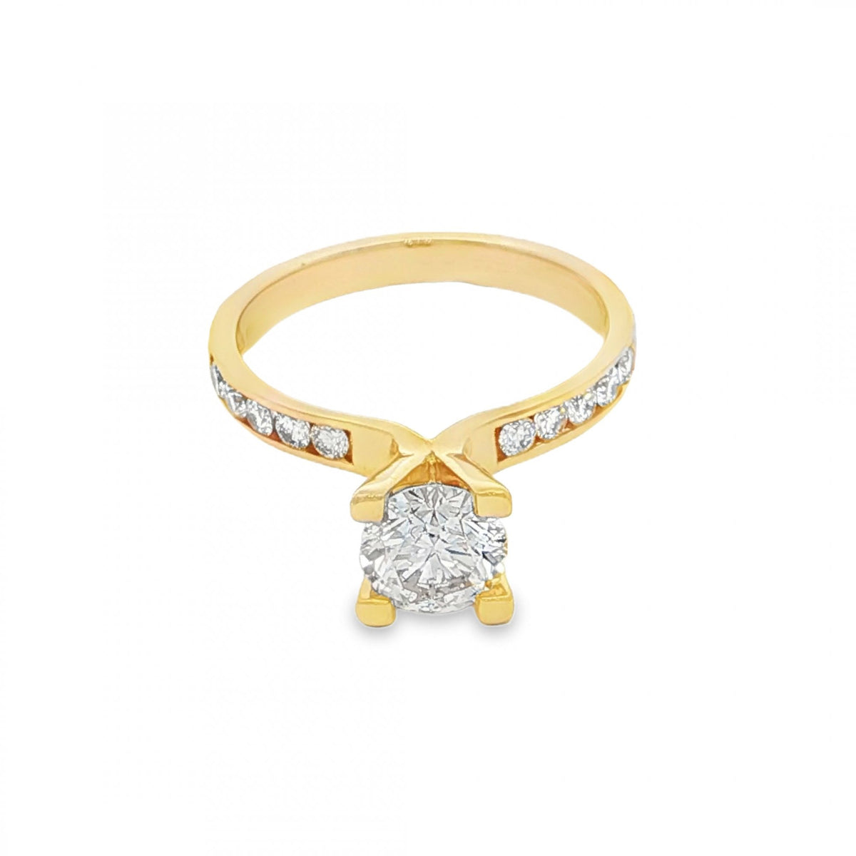 18ct Yellow Gold Diamond Engagement Ring - Size M - 1.17ct