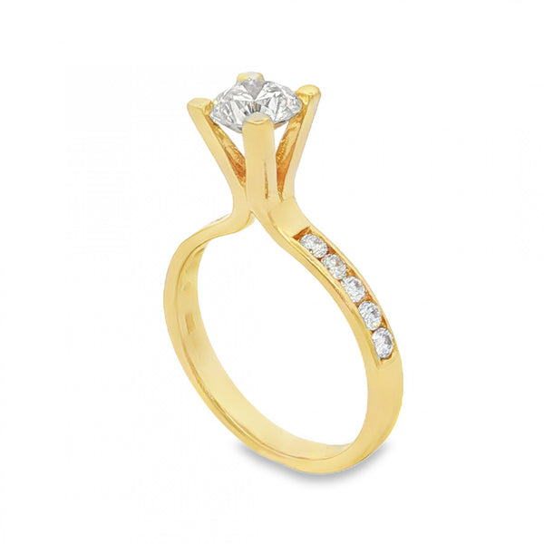 18ct Yellow Gold Diamond Engagement Ring - Size M - 1.17ct