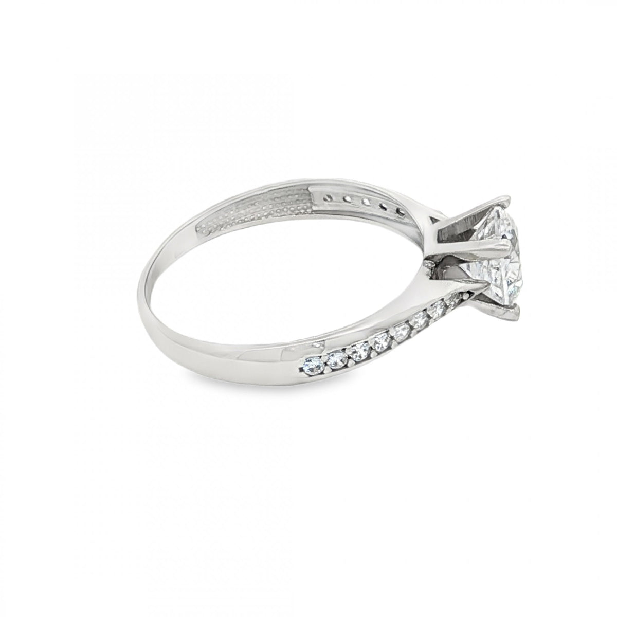 9ct Yellow Gold Cubic Zirconia Solitaire Ring - Size M - 1.6g