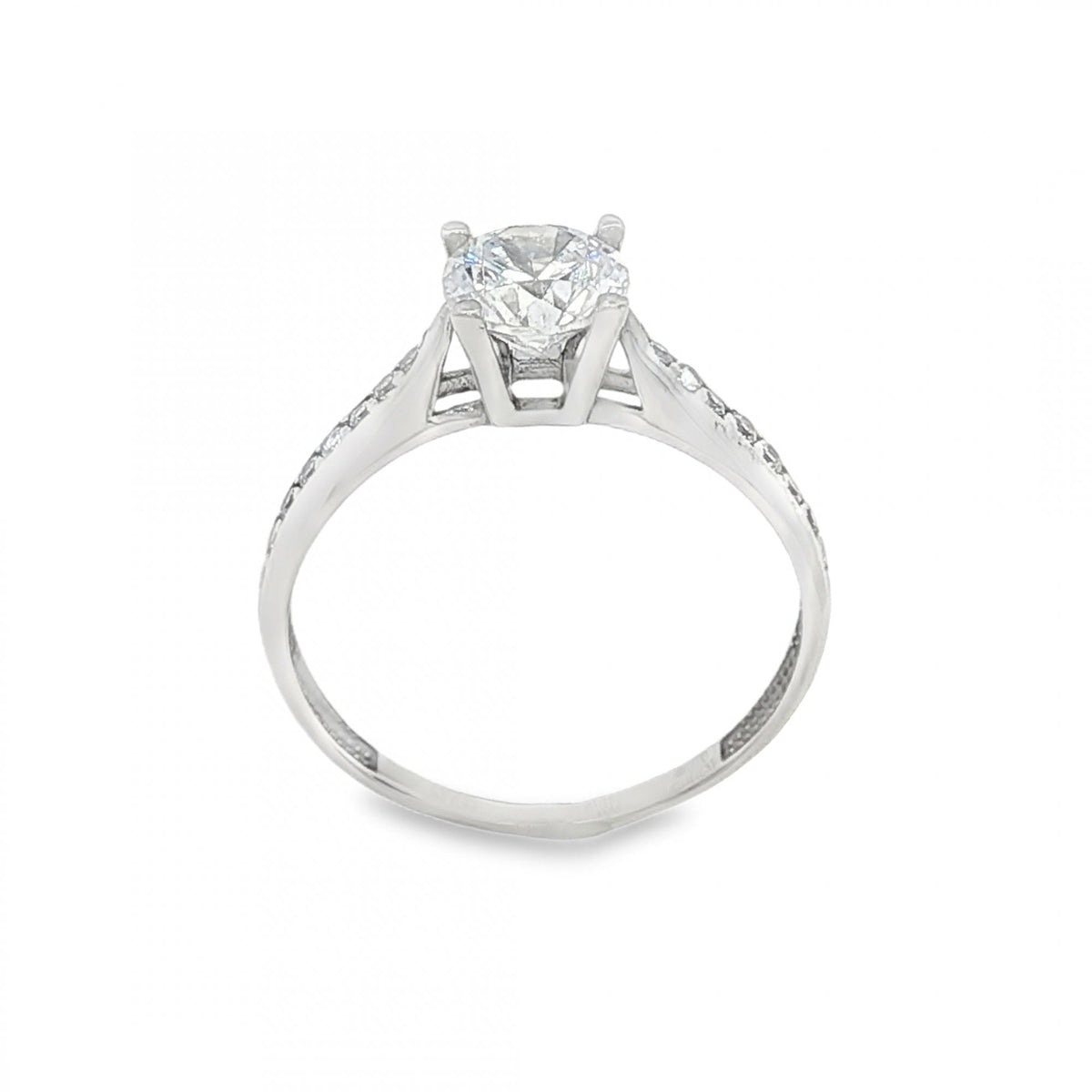 9ct Yellow Gold Cubic Zirconia Solitaire Ring - Size M - 1.6g