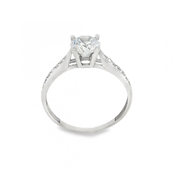 9ct Yellow Gold Cubic Zirconia Solitaire Ring - Size M - 1.6g