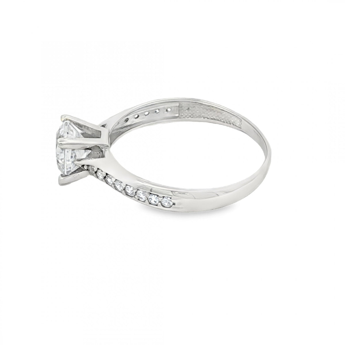 9ct Yellow Gold Cubic Zirconia Solitaire Ring - Size M - 1.6g