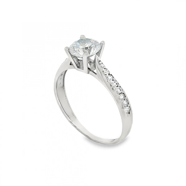 9ct Yellow Gold Cubic Zirconia Solitaire Ring - Size M - 1.6g